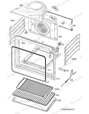 Взрыв-схема плиты (духовки) Aeg Electrolux BE3002001M - Схема узла Oven