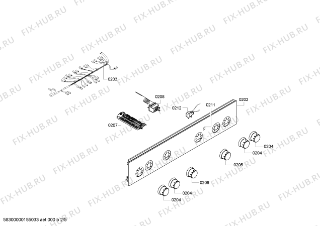 Схема №2 FRS4010GTD с изображением Панель управления для плиты (духовки) Bosch 00679619