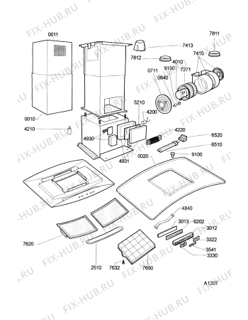 Схема №1 208302904402 AME314 с изображением Дымоход для вытяжки Whirlpool 481253048522