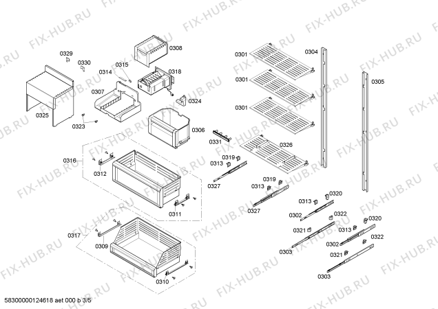 Схема №4 RF471200 с изображением Крышка для холодильной камеры Bosch 00662019