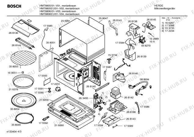 Взрыв-схема микроволновой печи Bosch HMT8806EU - Схема узла 03