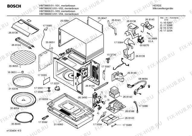 Взрыв-схема микроволновой печи Bosch HMT8805EU - Схема узла 03