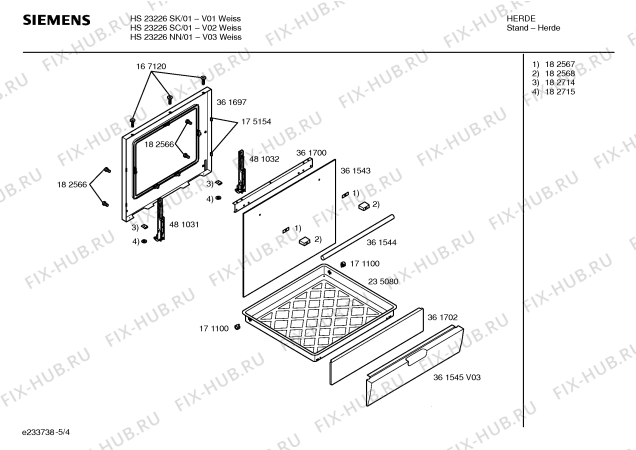 Взрыв-схема плиты (духовки) Siemens HS23226SC - Схема узла 04