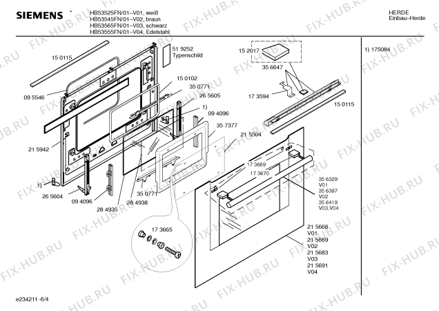 Схема №6 HB53525FN с изображением Панель управления для духового шкафа Siemens 00366965
