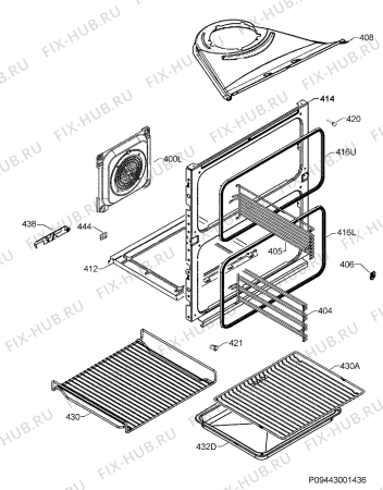 Взрыв-схема плиты (духовки) Electrolux EOU5410BOX - Схема узла Oven