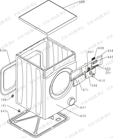 Схема №4 WA63120 (135240, PS33/120) с изображением Обшивка для стиральной машины Gorenje 300382