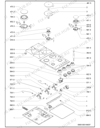 Схема №1 AKM 214/WH/01 с изображением Клавиша для плиты (духовки) Whirlpool 481241279061