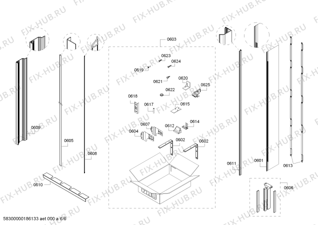 Схема №5 FIN36MIIL5 с изображением Зажим для холодильника Bosch 10003831