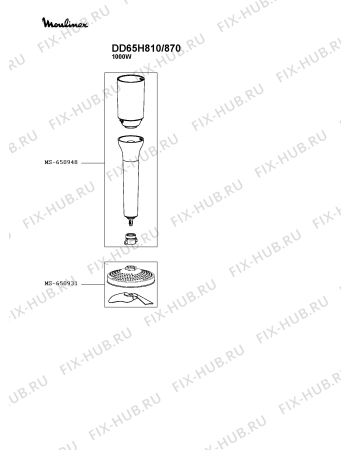 Взрыв-схема блендера (миксера) Moulinex DD65H810/870 - Схема узла 5P005717.3P2