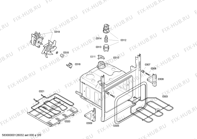 Схема №5 4HF415X с изображением Кнопка для электропечи Bosch 00610987