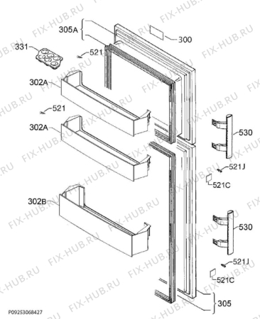 Взрыв-схема холодильника Electrolux RJ2301AOW2 - Схема узла Door 003