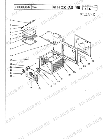 Взрыв-схема плиты (духовки) Indesit FE56IXAW (F011149) - Схема узла