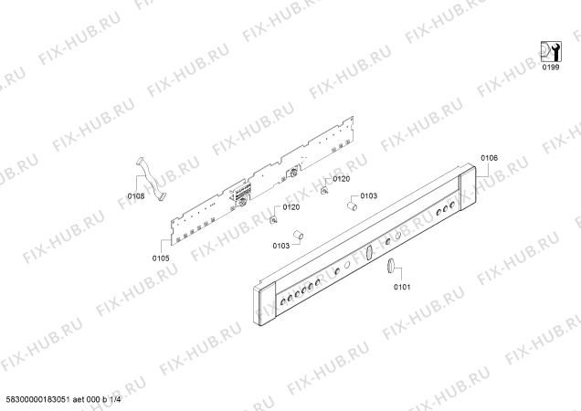 Схема №4 C57W40S3 с изображением Панель управления для духового шкафа Bosch 00689233