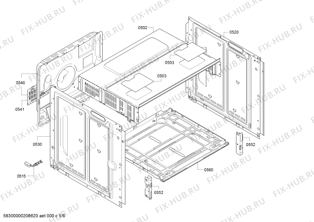 Схема №6 HEF010BR0 с изображением Панель управления для плиты (духовки) Bosch 11026279