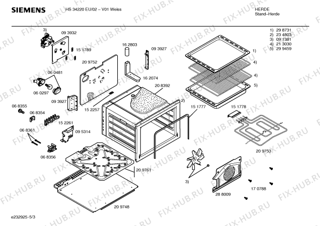 Схема №3 HS34220EU с изображением Панель управления для электропечи Siemens 00352747