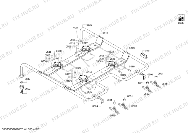Взрыв-схема плиты (духовки) Siemens HR523213T - Схема узла 05
