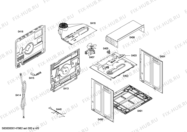 Схема №4 HBA41R420E Horno bosch indep.multif.blnc.c/minutero с изображением Передняя часть корпуса для электропечи Bosch 00673148