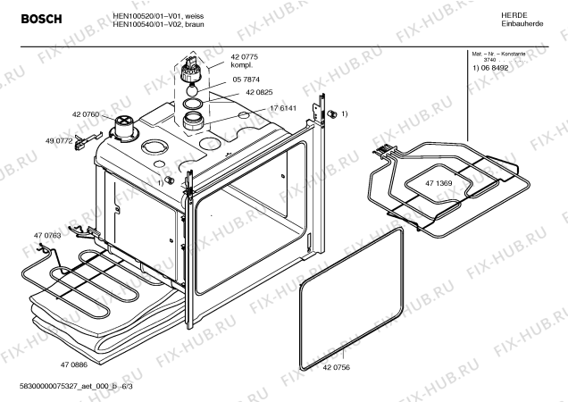 Схема №3 HEN100520 с изображением Ручка переключателя для плиты (духовки) Bosch 00423170