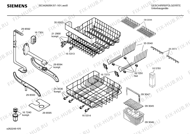 Схема №6 SL34231SK с изображением Инструкция по эксплуатации для посудомоечной машины Siemens 00520540