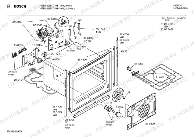 Взрыв-схема плиты (духовки) Bosch HBN526BCC - Схема узла 03