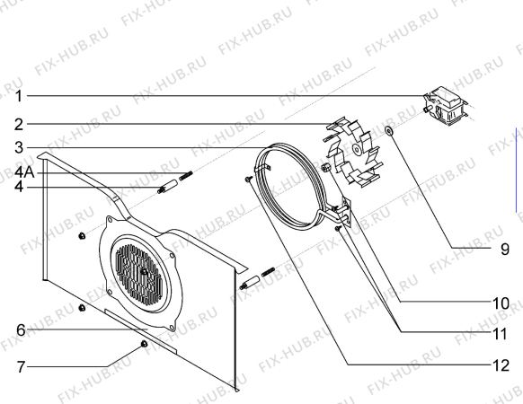 Взрыв-схема плиты (духовки) Juno Electrolux JEB95211E - Схема узла Hot air equipment