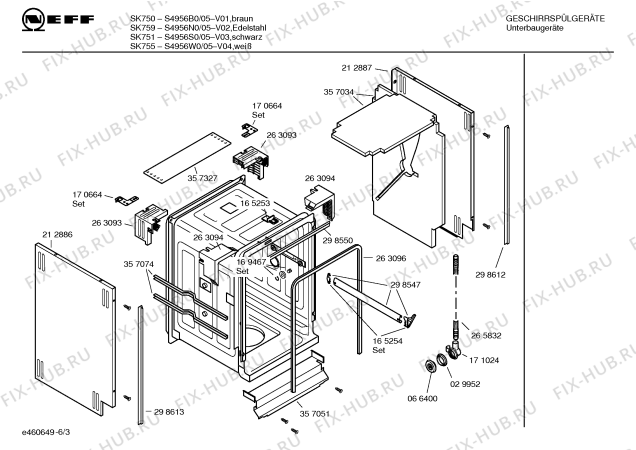 Схема №4 S4956N0 SK759 с изображением Инструкция по эксплуатации для электропосудомоечной машины Bosch 00529041
