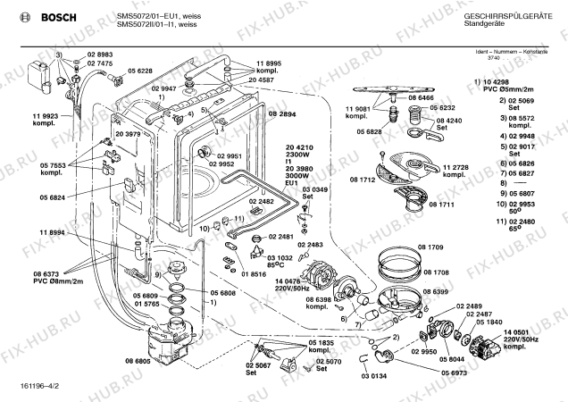 Взрыв-схема посудомоечной машины Bosch SMS5072II - Схема узла 02