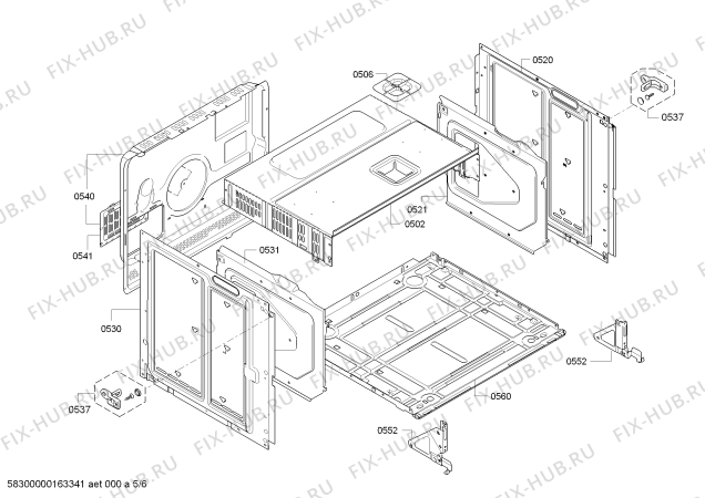 Взрыв-схема плиты (духовки) Siemens HB78GU570F - Схема узла 05