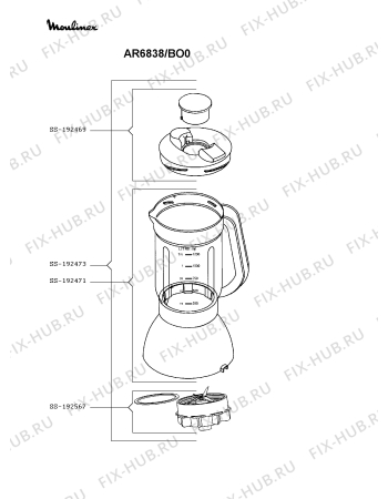 Взрыв-схема блендера (миксера) Moulinex AR6838/BO0 - Схема узла GP003533.2P2
