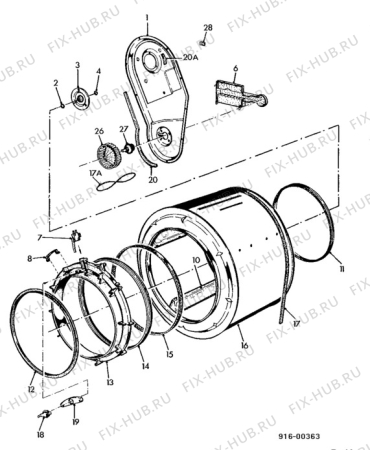 Взрыв-схема стиральной машины Faure LSK307W - Схема узла Drum