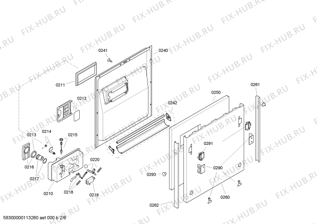 Схема №6 S44M47W0EU с изображением Передняя панель для посудомойки Bosch 00441092