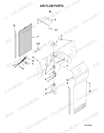 Схема №10 GS6NHAXVQ с изображением Ручка двери для холодильной камеры Whirlpool 482000007200