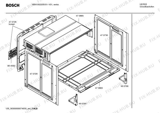 Взрыв-схема плиты (духовки) Bosch HBN100220S - Схема узла 05