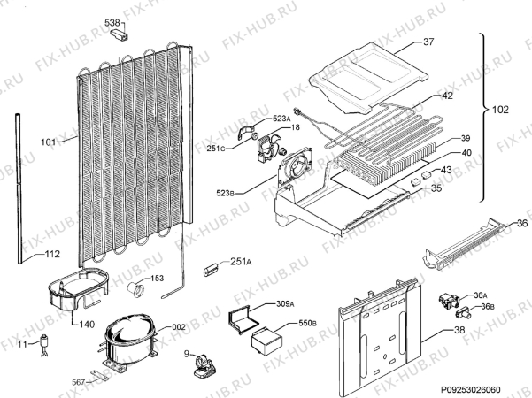 Взрыв-схема холодильника Electrolux ENB35405S - Схема узла Cooling system 017