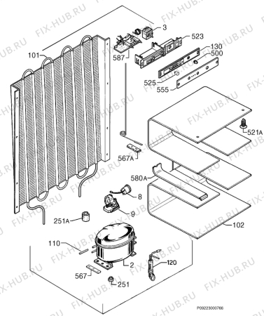 Взрыв-схема холодильника Rex CP120FB - Схема узла Cooling system 017