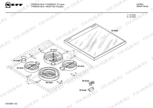 Схема №4 F1630R0 PRIMUS 136.6 с изображением Стеклокерамика для электропечи Bosch 00204863