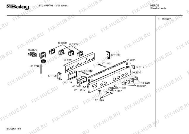 Схема №5 3CL458V с изображением Ручка конфорки для духового шкафа Bosch 00183922