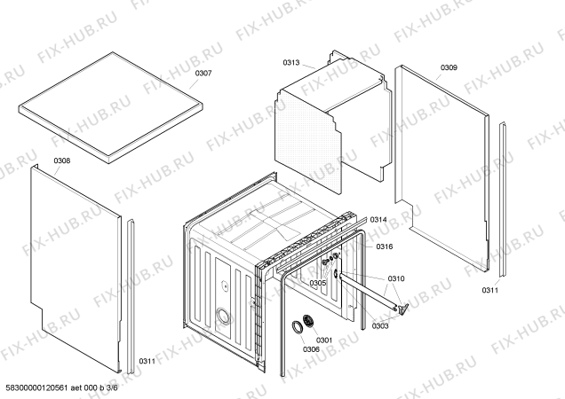 Взрыв-схема посудомоечной машины Bosch SGS46E12EU - Схема узла 03