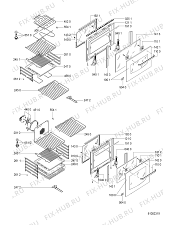 Схема №2 AKP 950/01 WH с изображением Дверца для плиты (духовки) Whirlpool 481249878577