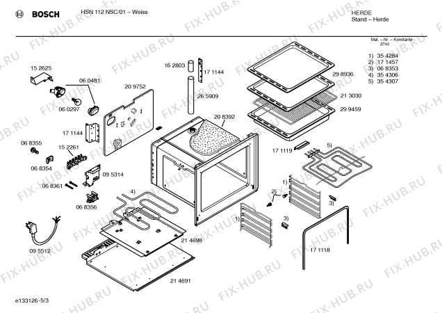 Взрыв-схема плиты (духовки) Bosch HSN112NSC - Схема узла 03