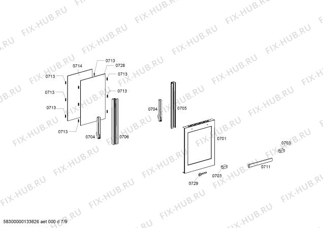 Схема №5 F3430N0NL Neff с изображением Ручка управления духовкой для духового шкафа Bosch 00601325