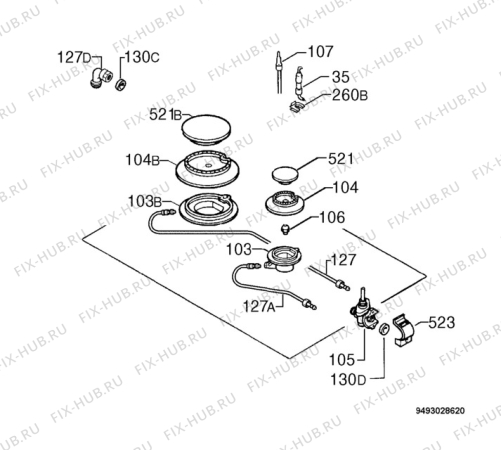 Взрыв-схема плиты (духовки) Electrolux EHG30235X - Схема узла Functional parts 267