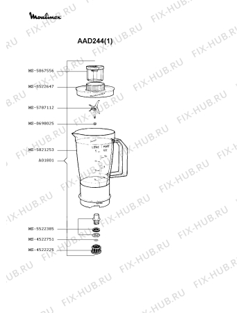 Взрыв-схема кухонного комбайна Moulinex AAD244(1) - Схема узла PP000434.5P3