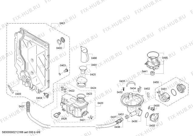 Схема №6 SMV25EX01R SilencePlus с изображением Силовой модуль запрограммированный для посудомоечной машины Bosch 12024499