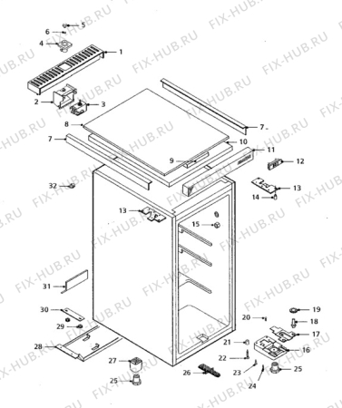 Взрыв-схема холодильника Quelle QF3E - Схема узла Cabinet + armatures