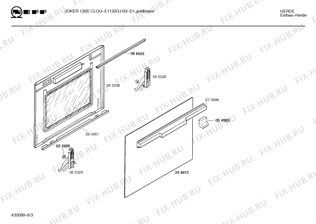 Схема №5 E1132G1 JOKER 130 D CLOU с изображением Панель для плиты (духовки) Bosch 00282058