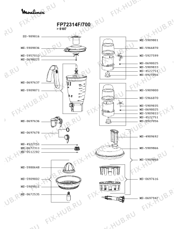 Взрыв-схема кухонного комбайна Moulinex FP72314F/700 - Схема узла SP003361.6P2