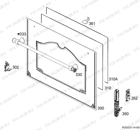 Взрыв-схема плиты (духовки) Electrolux OPEB2500V - Схема узла Door