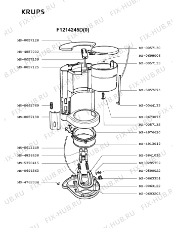 Взрыв-схема кофеварки (кофемашины) Krups F1214245D(0) - Схема узла 4P001444.0P2