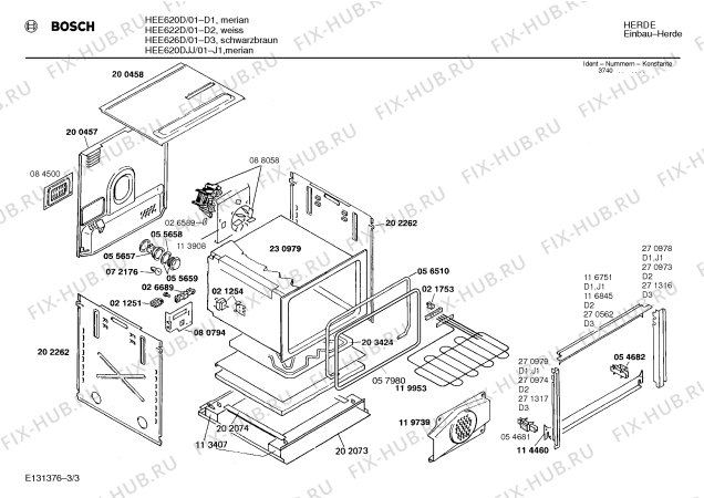 Взрыв-схема плиты (духовки) Bosch HEE620DJJ - Схема узла 03